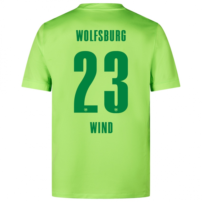 Børn Jonas Wind #23 Fluorescerende Grøn Hjemmebane Spillertrøjer 2024/25 Trøje T-Shirt