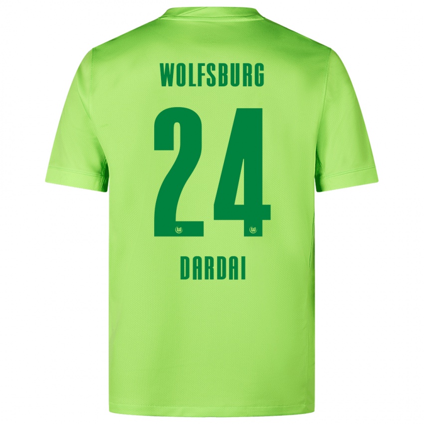 Børn Bence Dárdai #24 Fluorescerende Grøn Hjemmebane Spillertrøjer 2024/25 Trøje T-Shirt