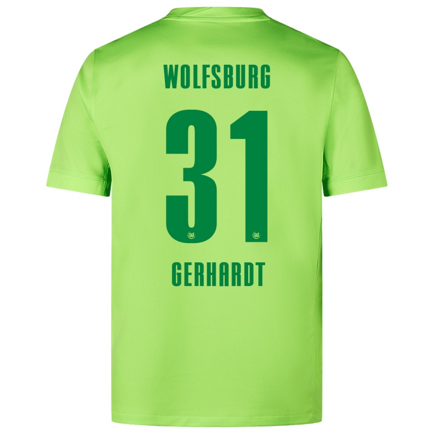 Børn Yannick Gerhardt #31 Fluorescerende Grøn Hjemmebane Spillertrøjer 2024/25 Trøje T-Shirt