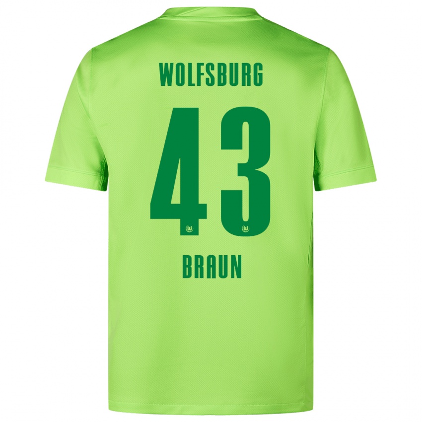 Børn Manuel Braun #43 Fluorescerende Grøn Hjemmebane Spillertrøjer 2024/25 Trøje T-Shirt