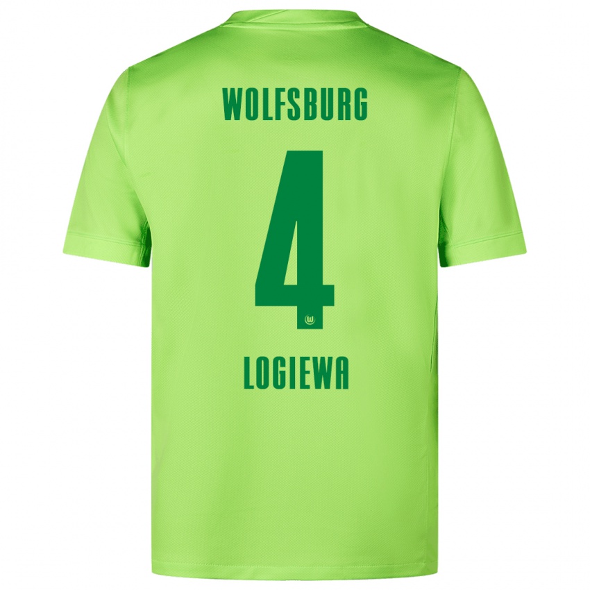 Børn Luca Logiewa #4 Fluorescerende Grøn Hjemmebane Spillertrøjer 2024/25 Trøje T-Shirt