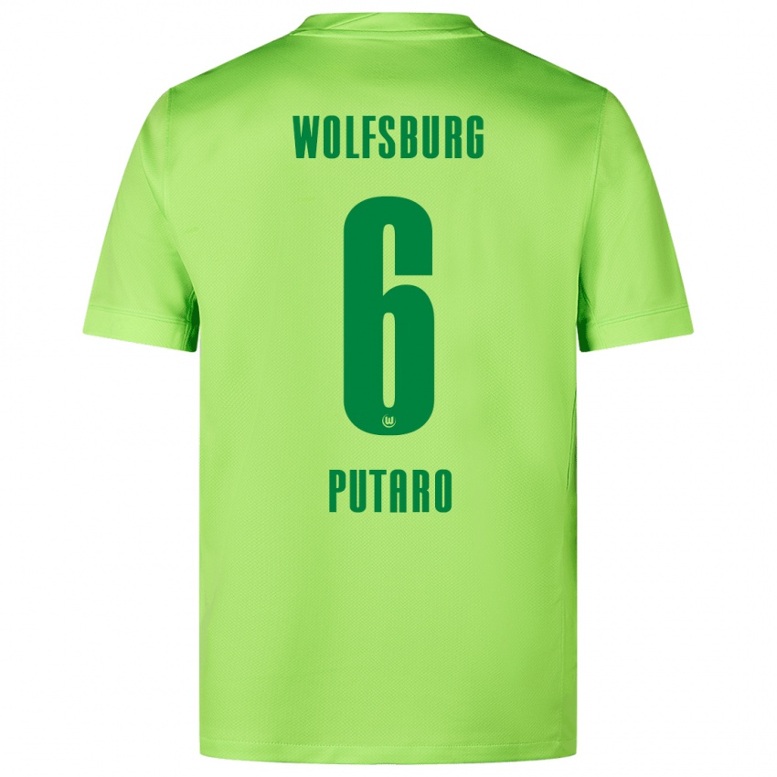 Børn Luca Putaro #6 Fluorescerende Grøn Hjemmebane Spillertrøjer 2024/25 Trøje T-Shirt