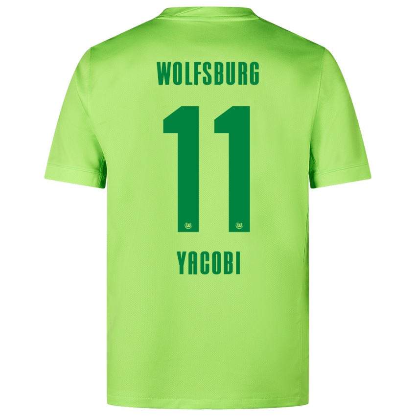 Børn Nilas Yacobi #11 Fluorescerende Grøn Hjemmebane Spillertrøjer 2024/25 Trøje T-Shirt