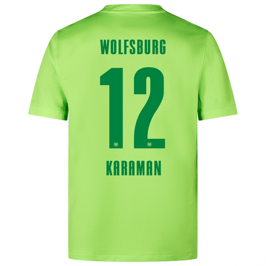 Børn Tarik Karaman #12 Fluorescerende Grøn Hjemmebane Spillertrøjer 2024/25 Trøje T-Shirt