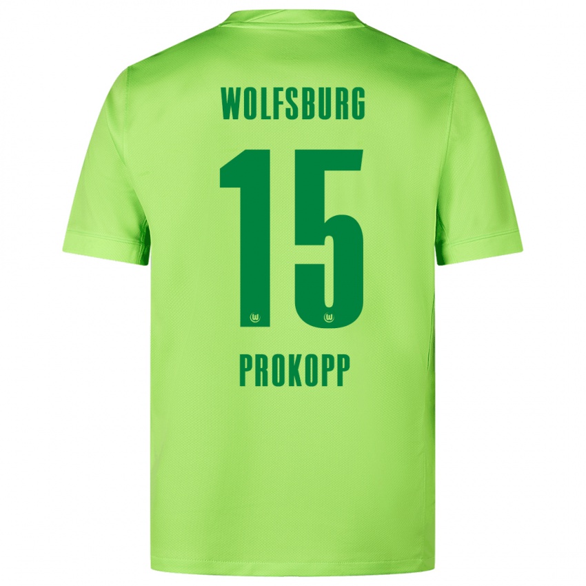 Børn Oskar Prokopp #15 Fluorescerende Grøn Hjemmebane Spillertrøjer 2024/25 Trøje T-Shirt