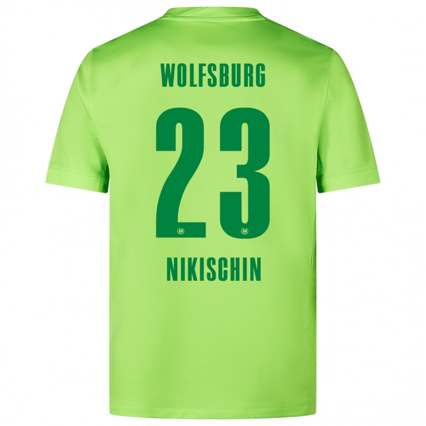 Børn Adrian Nikischin #23 Fluorescerende Grøn Hjemmebane Spillertrøjer 2024/25 Trøje T-Shirt