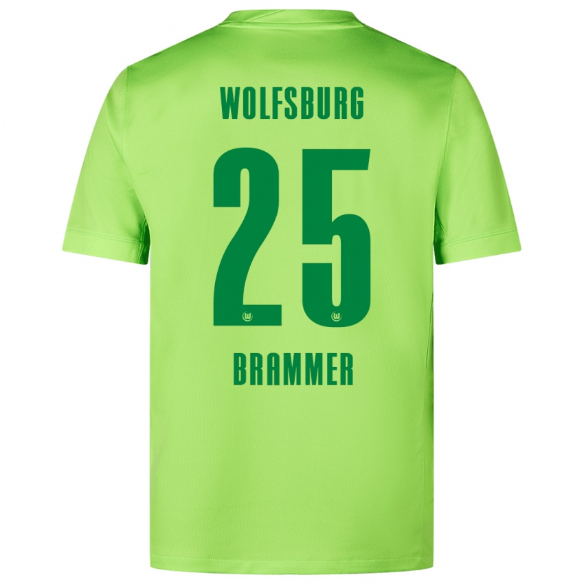 Børn Ole Brammer #25 Fluorescerende Grøn Hjemmebane Spillertrøjer 2024/25 Trøje T-Shirt