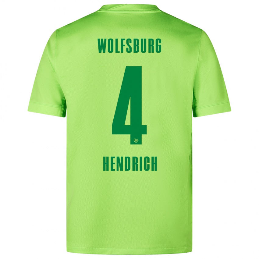 Børn Kathrin Hendrich #4 Fluorescerende Grøn Hjemmebane Spillertrøjer 2024/25 Trøje T-Shirt