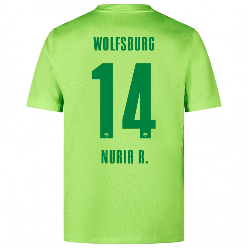 Børn Nuria Rabano #14 Fluorescerende Grøn Hjemmebane Spillertrøjer 2024/25 Trøje T-Shirt