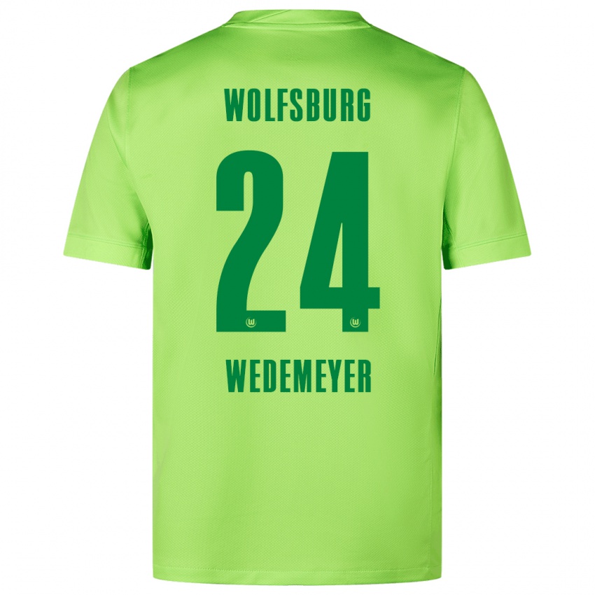 Børn Joelle Wedemeyer #24 Fluorescerende Grøn Hjemmebane Spillertrøjer 2024/25 Trøje T-Shirt