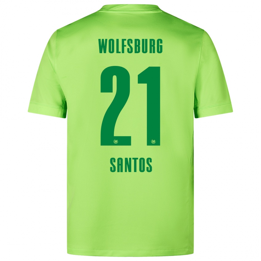 Børn Leonardo Santos #21 Fluorescerende Grøn Hjemmebane Spillertrøjer 2024/25 Trøje T-Shirt