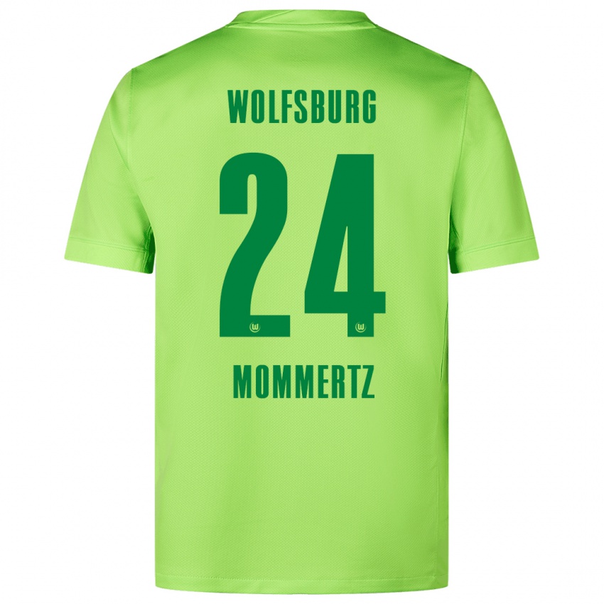 Børn Benjamin Mommertz #24 Fluorescerende Grøn Hjemmebane Spillertrøjer 2024/25 Trøje T-Shirt