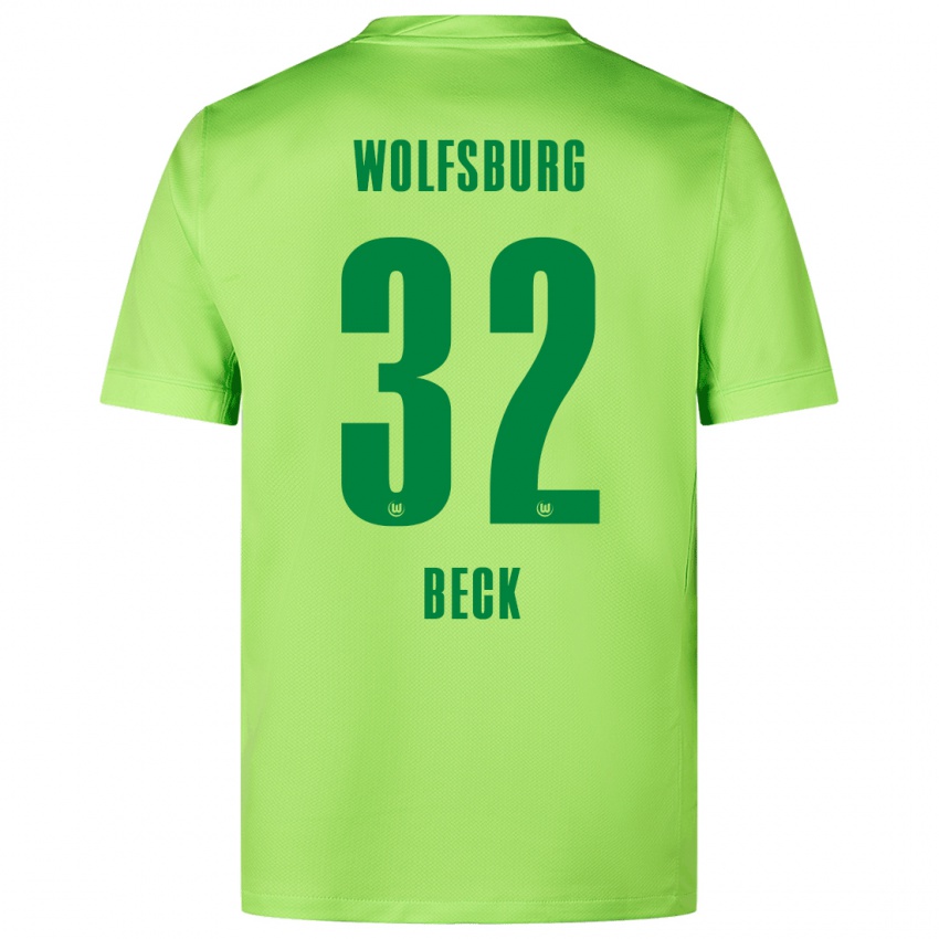 Børn Kiara Beck #32 Fluorescerende Grøn Hjemmebane Spillertrøjer 2024/25 Trøje T-Shirt