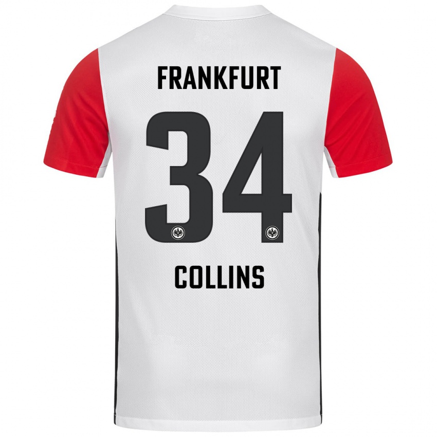 Børn Nnamdi Collins #34 Hvid Rød Hjemmebane Spillertrøjer 2024/25 Trøje T-Shirt