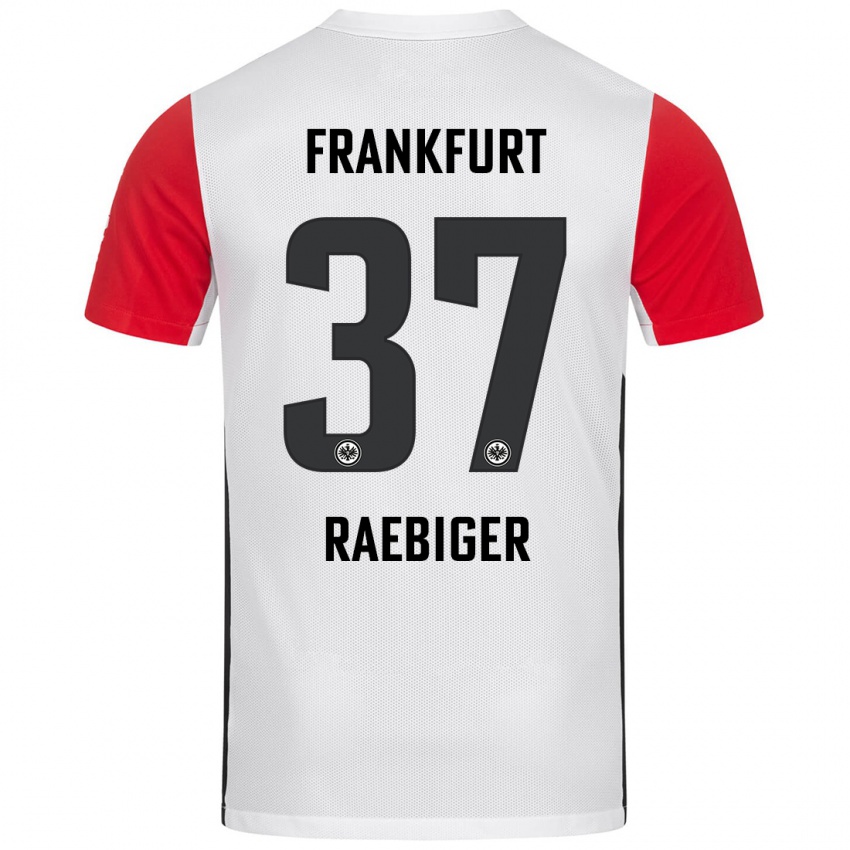 Børn Sidney Raebiger #37 Hvid Rød Hjemmebane Spillertrøjer 2024/25 Trøje T-Shirt