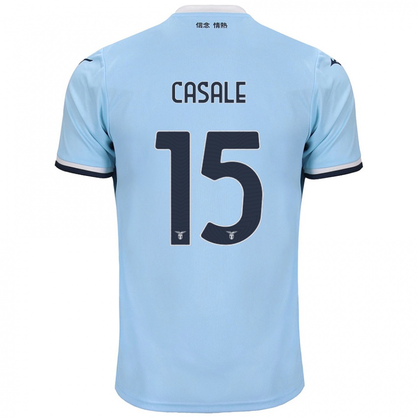 Børn Nicolò Casale #15 Blå Hjemmebane Spillertrøjer 2024/25 Trøje T-Shirt