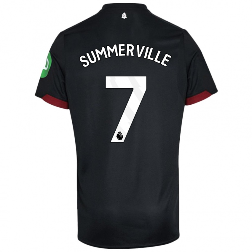 Børn Crysencio Summerville #7 Sort Hvid Udebane Spillertrøjer 2024/25 Trøje T-Shirt