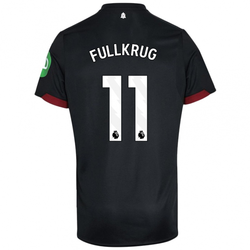 Børn Niclas Füllkrug #11 Sort Hvid Udebane Spillertrøjer 2024/25 Trøje T-Shirt