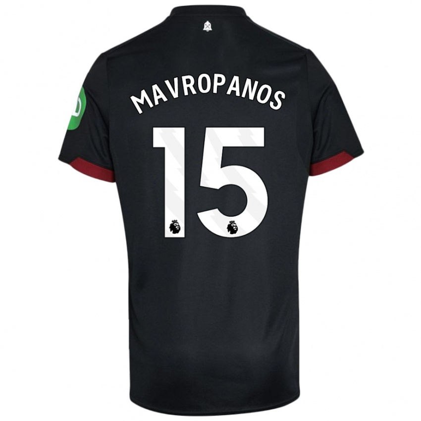 Børn Konstantinos Mavropanos #15 Sort Hvid Udebane Spillertrøjer 2024/25 Trøje T-Shirt