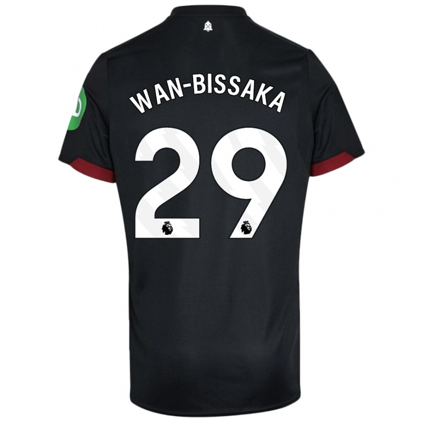 Børn Aaron Wan-Bissaka #29 Sort Hvid Udebane Spillertrøjer 2024/25 Trøje T-Shirt