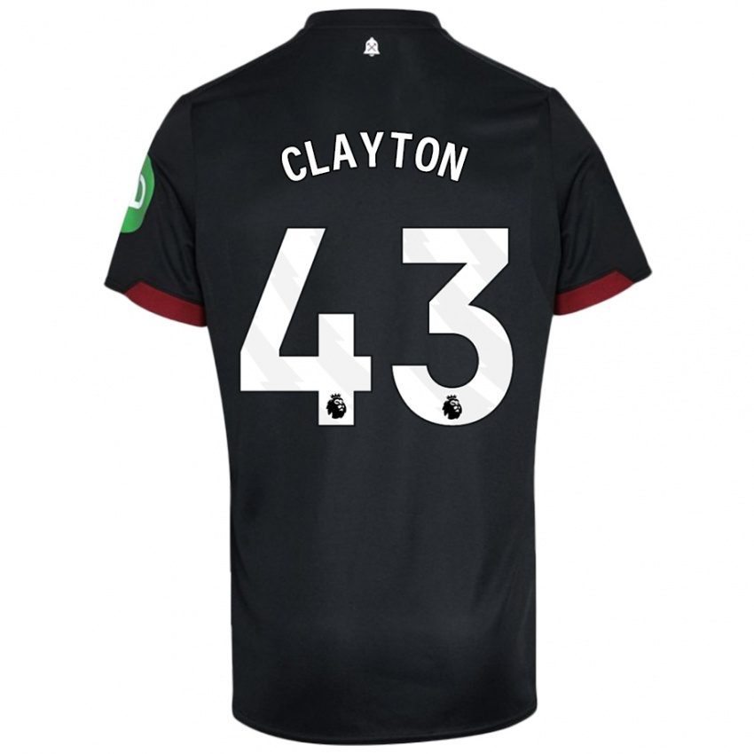 Børn Regan Clayton #43 Sort Hvid Udebane Spillertrøjer 2024/25 Trøje T-Shirt