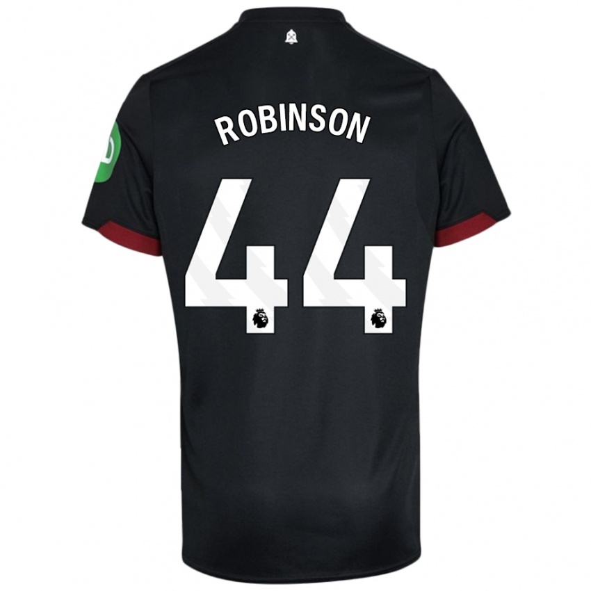 Børn Junior Robinson #44 Sort Hvid Udebane Spillertrøjer 2024/25 Trøje T-Shirt