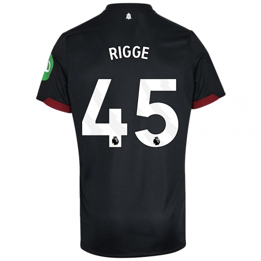 Børn Daniel Rigge #45 Sort Hvid Udebane Spillertrøjer 2024/25 Trøje T-Shirt