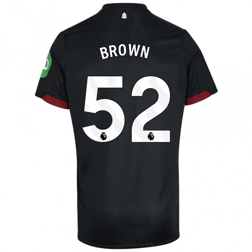 Børn Luis Brown #52 Sort Hvid Udebane Spillertrøjer 2024/25 Trøje T-Shirt