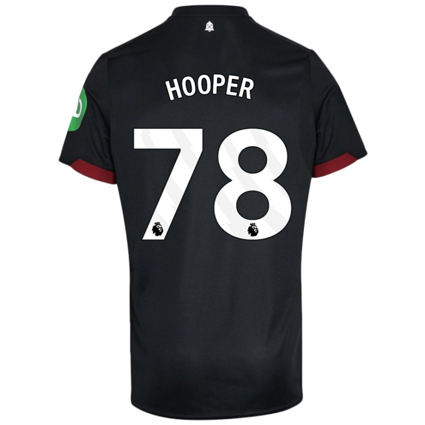 Børn Finley Hooper #78 Sort Hvid Udebane Spillertrøjer 2024/25 Trøje T-Shirt