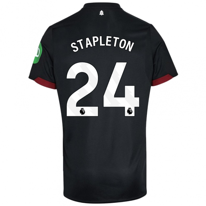 Børn Jessie Stapleton #24 Sort Hvid Udebane Spillertrøjer 2024/25 Trøje T-Shirt