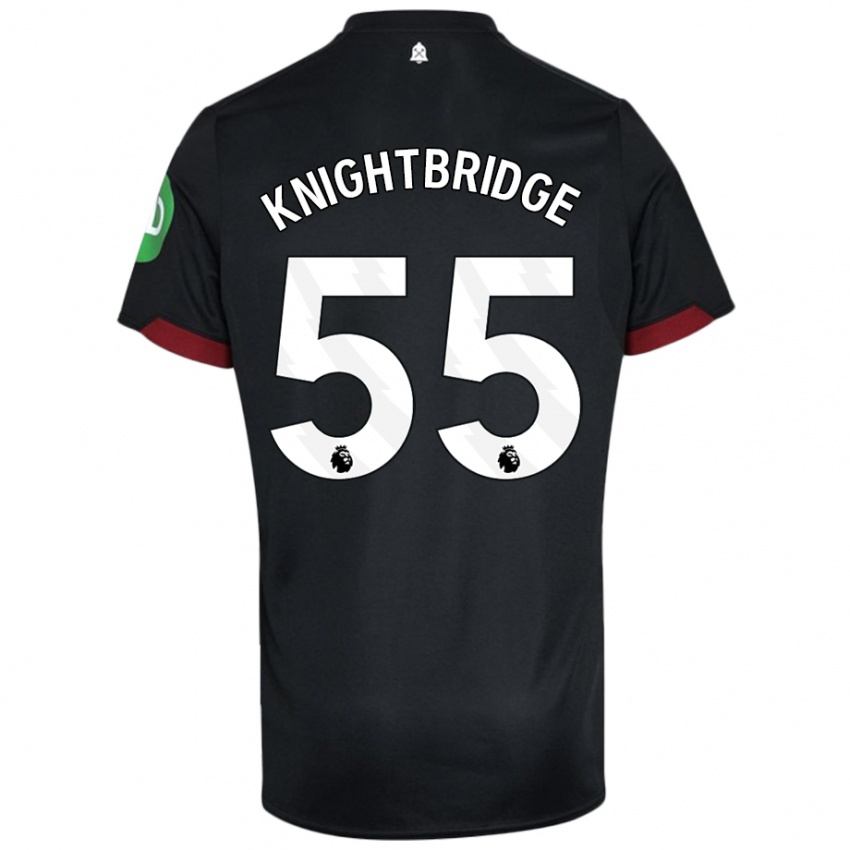 Børn Jacob Knightbridge #55 Sort Hvid Udebane Spillertrøjer 2024/25 Trøje T-Shirt