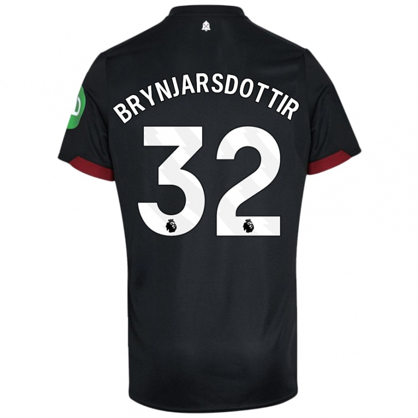 Børn Dagný Brynjarsdottir #32 Sort Hvid Udebane Spillertrøjer 2024/25 Trøje T-Shirt