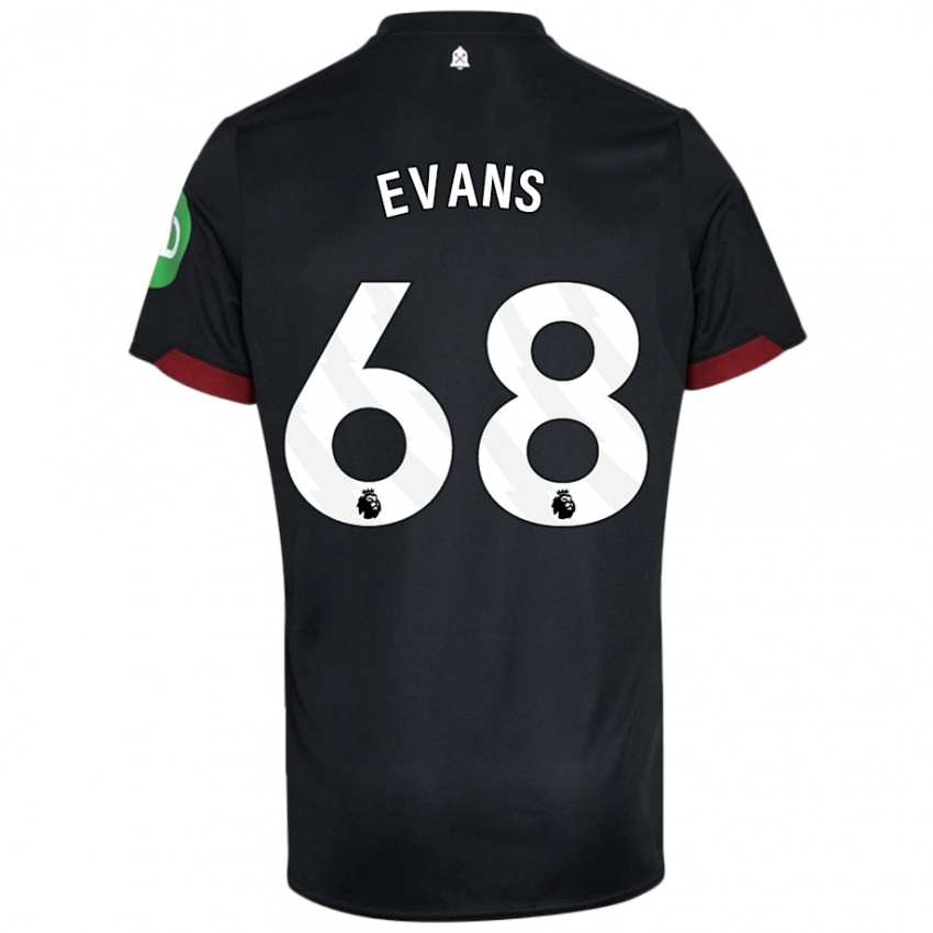 Børn Isaac Evans #68 Sort Hvid Udebane Spillertrøjer 2024/25 Trøje T-Shirt