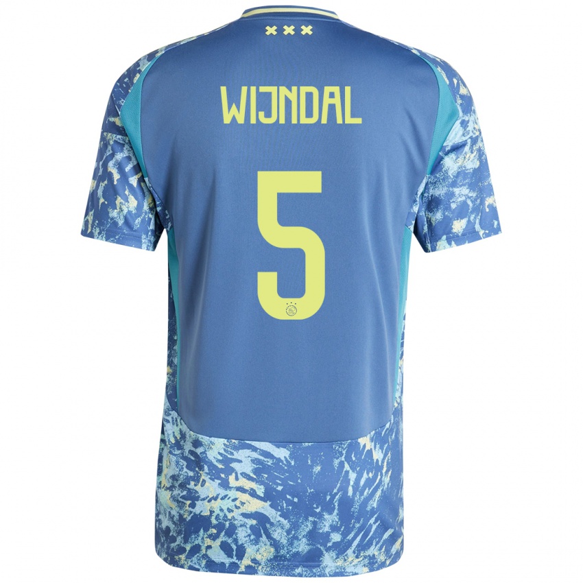 Børn Owen Wijndal #5 Grå Blå Gul Udebane Spillertrøjer 2024/25 Trøje T-Shirt