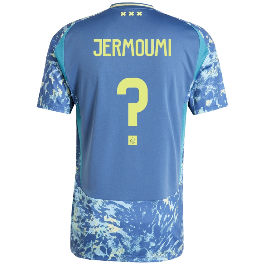 Børn Diyae Jermoumi #0 Grå Blå Gul Udebane Spillertrøjer 2024/25 Trøje T-Shirt