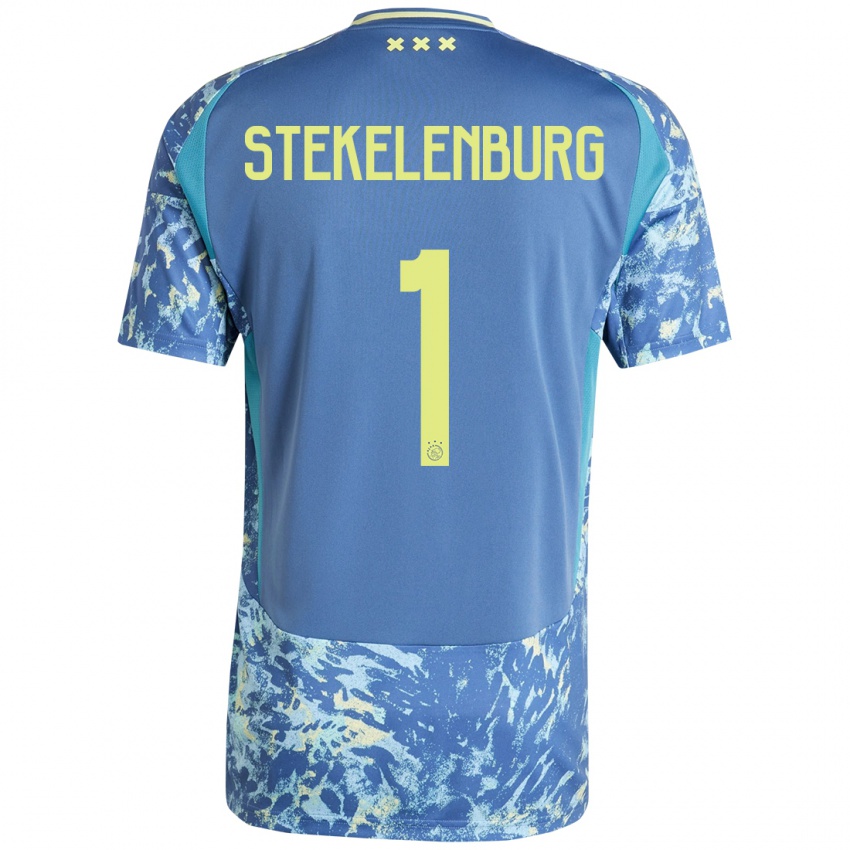 Børn Maarten Stekelenburg #1 Grå Blå Gul Udebane Spillertrøjer 2024/25 Trøje T-Shirt