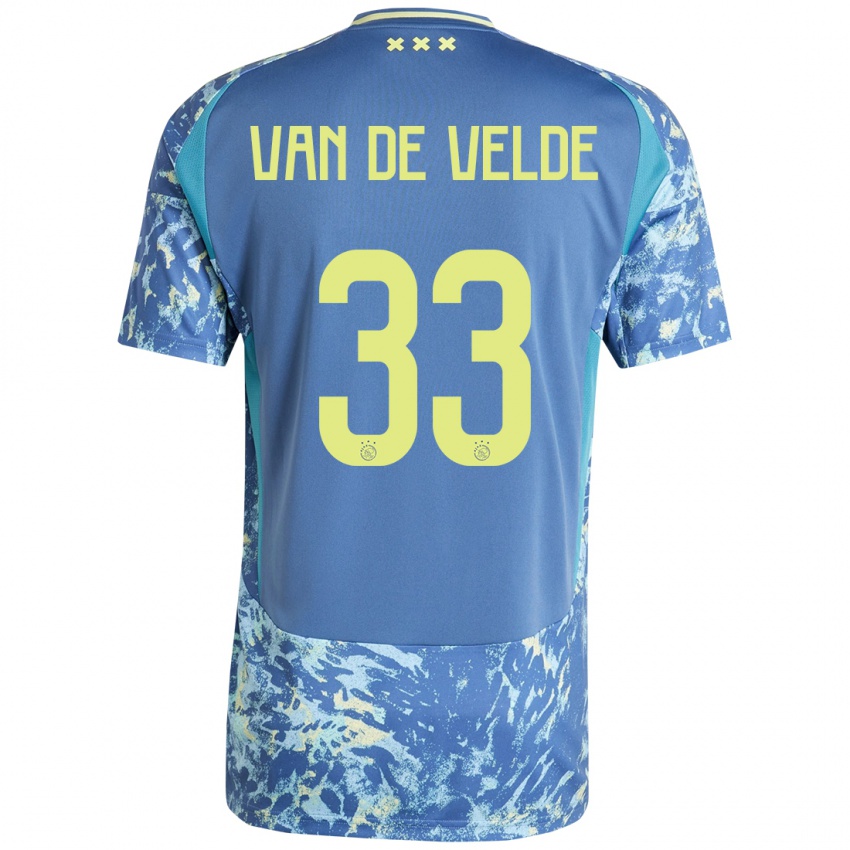 Børn Jonna Van De Velde #33 Grå Blå Gul Udebane Spillertrøjer 2024/25 Trøje T-Shirt