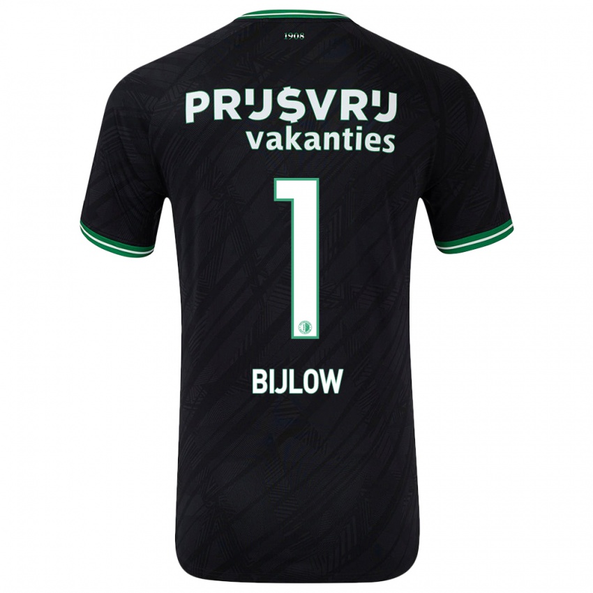 Børn Justin Bijlow #1 Sort Grøn Udebane Spillertrøjer 2024/25 Trøje T-Shirt