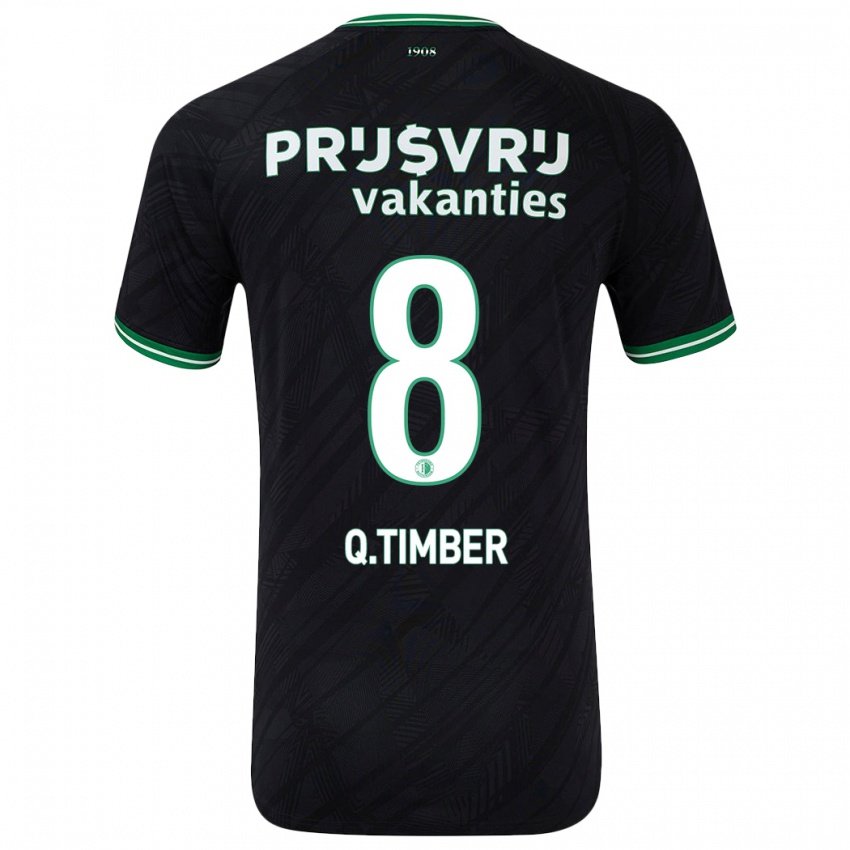 Børn Quinten Timber #8 Sort Grøn Udebane Spillertrøjer 2024/25 Trøje T-Shirt