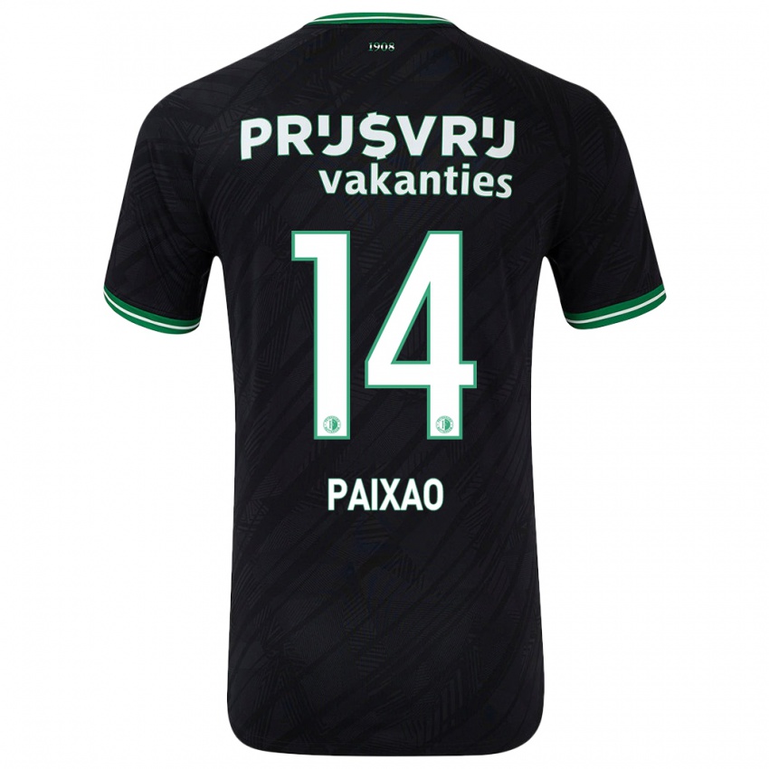 Børn Igor Paixão #14 Sort Grøn Udebane Spillertrøjer 2024/25 Trøje T-Shirt