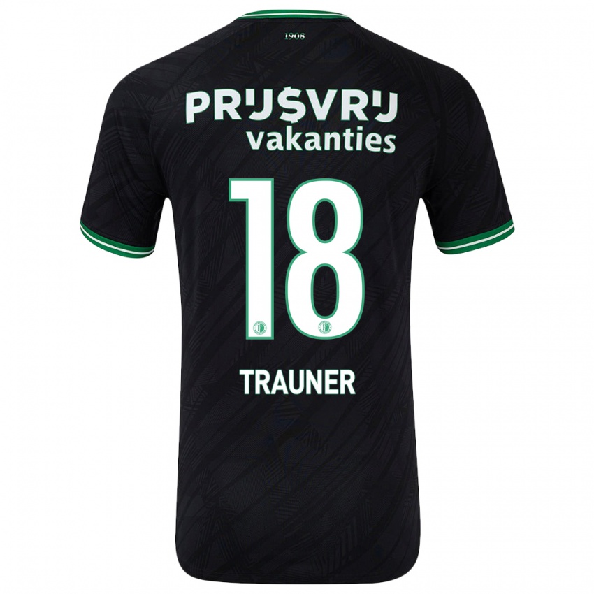 Børn Gernot Trauner #18 Sort Grøn Udebane Spillertrøjer 2024/25 Trøje T-Shirt