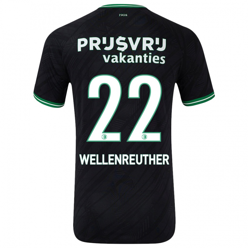 Børn Timon Wellenreuther #22 Sort Grøn Udebane Spillertrøjer 2024/25 Trøje T-Shirt