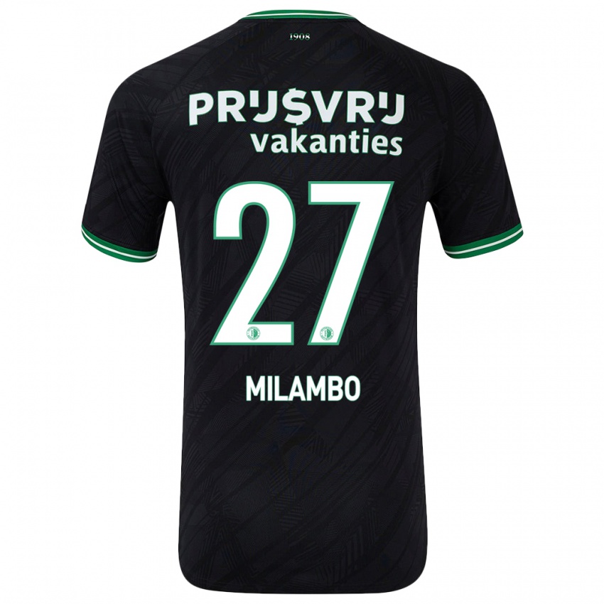 Børn Antoni Milambo #27 Sort Grøn Udebane Spillertrøjer 2024/25 Trøje T-Shirt