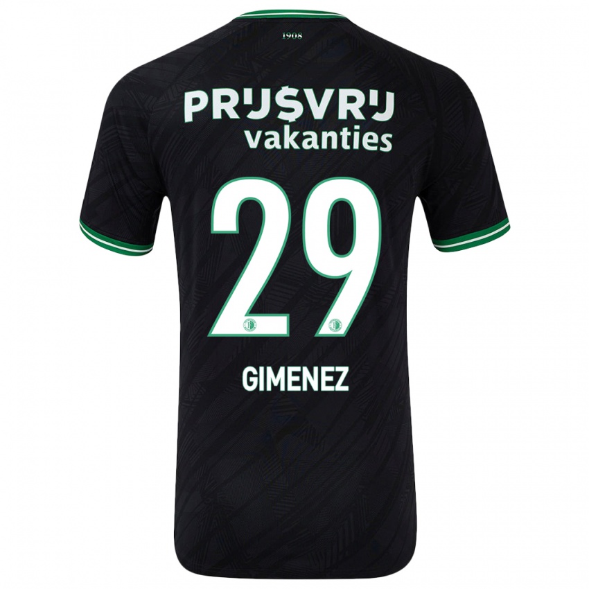 Børn Santiago Gimenez #29 Sort Grøn Udebane Spillertrøjer 2024/25 Trøje T-Shirt