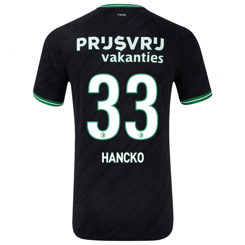 Børn David Hancko #33 Sort Grøn Udebane Spillertrøjer 2024/25 Trøje T-Shirt