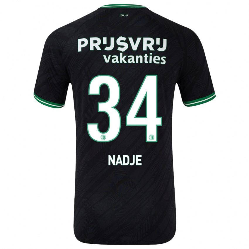 Børn Chris-Kévin Nadje #34 Sort Grøn Udebane Spillertrøjer 2024/25 Trøje T-Shirt