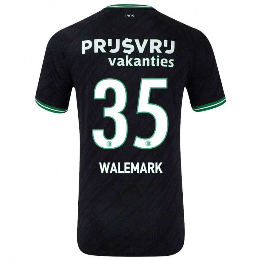 Børn Patrik Walemark #35 Sort Grøn Udebane Spillertrøjer 2024/25 Trøje T-Shirt