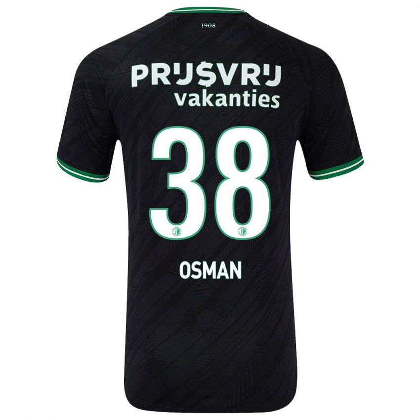 Børn Ibrahim Osman #38 Sort Grøn Udebane Spillertrøjer 2024/25 Trøje T-Shirt