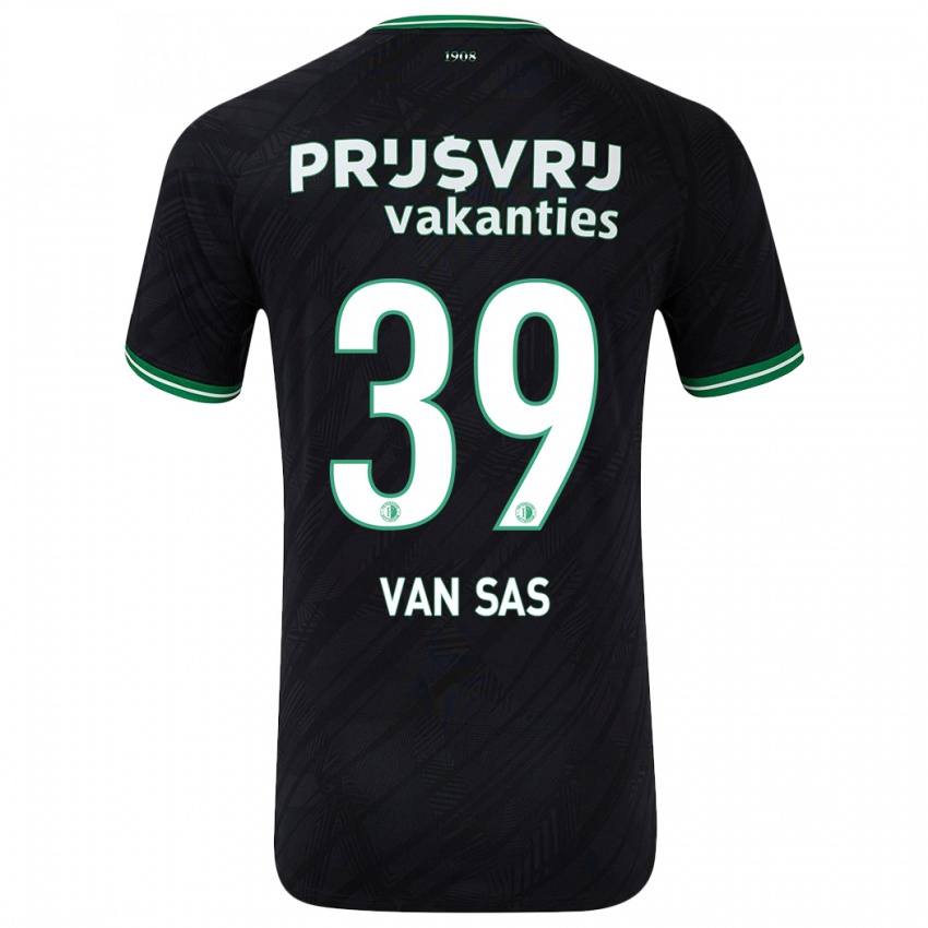 Børn Mikki Van Sas #39 Sort Grøn Udebane Spillertrøjer 2024/25 Trøje T-Shirt