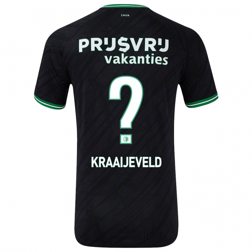 Børn Thijs Kraaijeveld #0 Sort Grøn Udebane Spillertrøjer 2024/25 Trøje T-Shirt